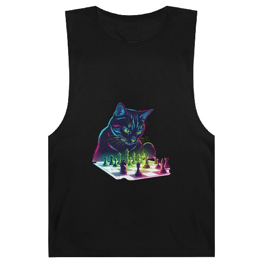 Neon Black Cat Chess Art Barnard Tanks