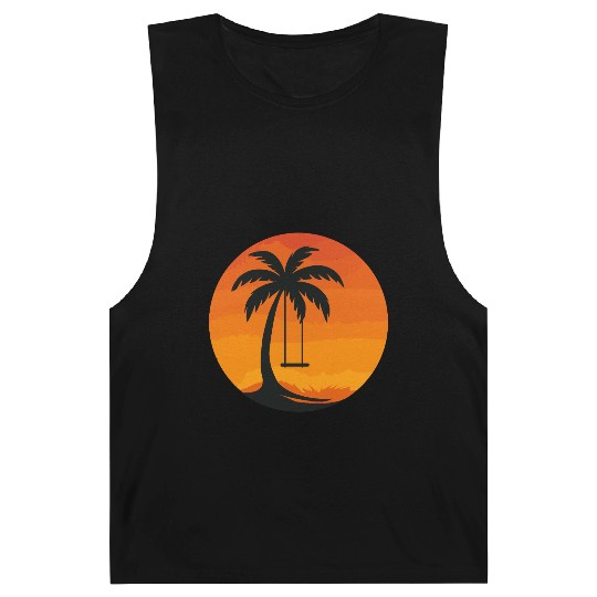 Sunset Palm Tree Swing Illustration Barnard Tanks