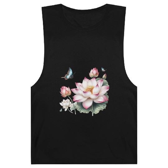 Light Pink Lotus and Butterflies  Barnard Tanks
