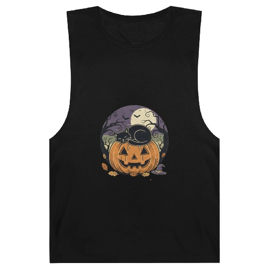 Spooky Cat Nap Pumpkin | Halloween Party Design Barnard Tanks