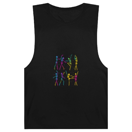 Funny Spooky Skeleton Ballet Poses Halloween Barnard Tanks