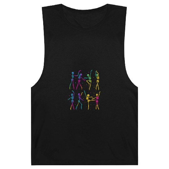 Funny Spooky Skeleton Ballet Poses Halloween Barnard Tanks
