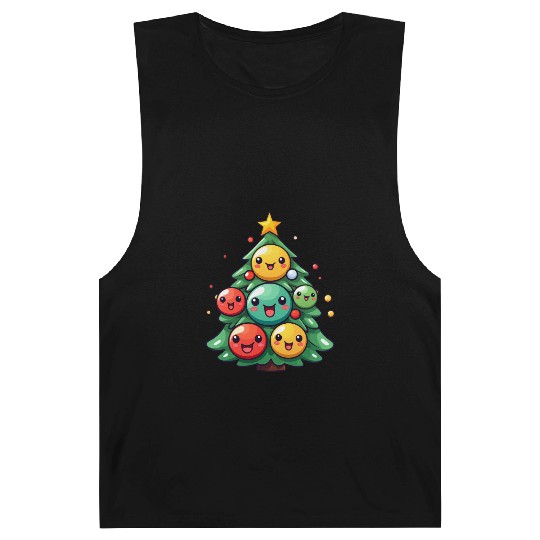Kawaii Christmas Tree with Chibi Ornaments Barnard Tanks