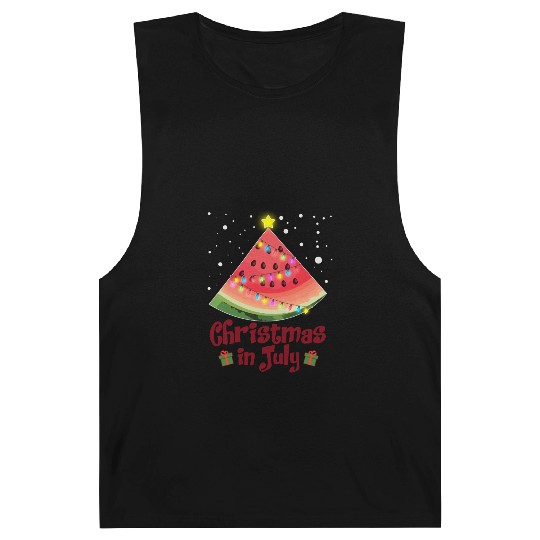 Christmas in July Watermelon Tree Funny Barnard Tanks