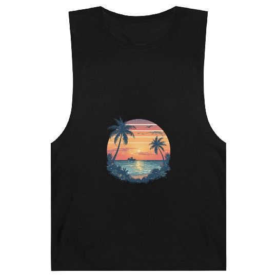 Sunset Ocean Scene with Palm Trees Barnard Tanks