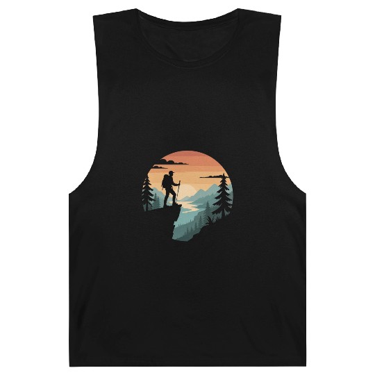Sunset Mountain Hiker Illustration Barnard Tanks