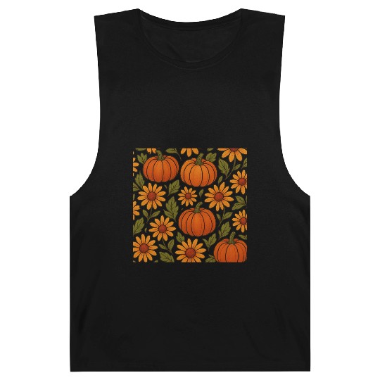 Autumn Pumpkin and Daisy Pattern Barnard Tanks