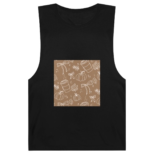 Autumn Cozy Pumpkin & Coffee Pattern Barnard Tanks