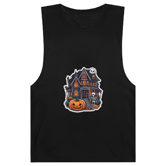 Haunted House Halloween Design Barnard Tanks