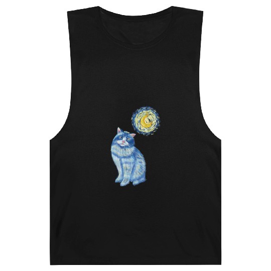 Blue Van Gogh Starry Night Ragdoll Cat Graphic Barnard Tanks