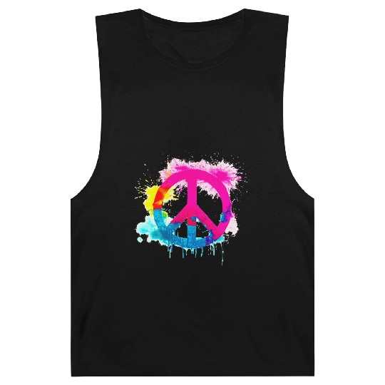 Peace sign neon colors groovy spray paint splatter Barnard Tanks