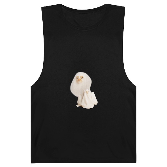 ghost cat meme funny halloween Barnard Tanks