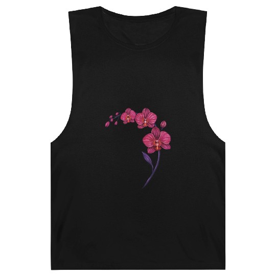 Elegant Violet Pink Orchid Flower Branch Design Barnard Tanks