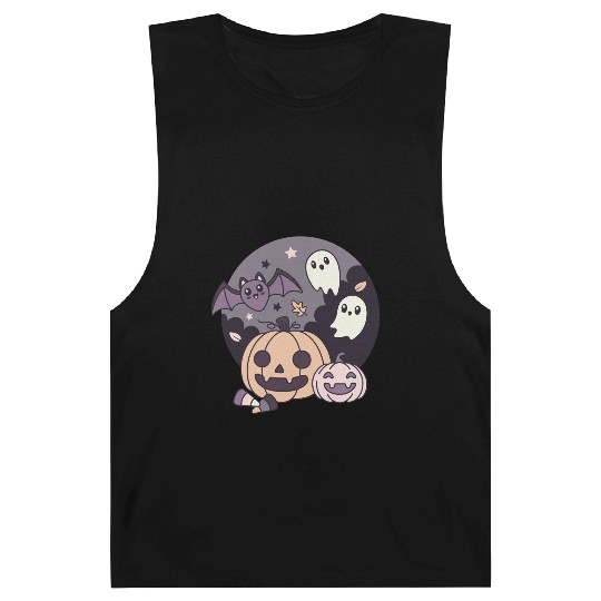 Halloween Kawaii Pumpkin Ghost Bat Barnard Tanks