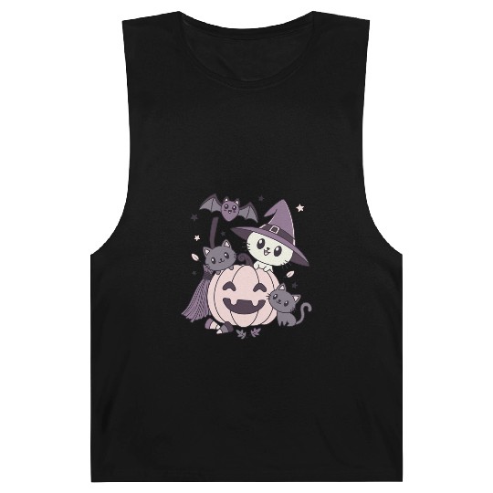 Halloween Kawaii Cat Pumpkin Ghosts Barnard Tanks