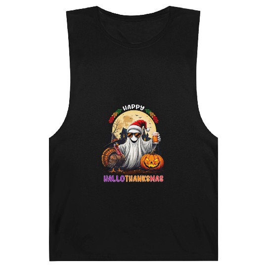 Happy Hallothanksmas Halloween Thanksgiving Xmas Barnard Tanks