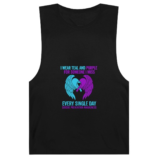 I Wear Teal and Purple for Someone Suicide Awarene Barnard Tanks