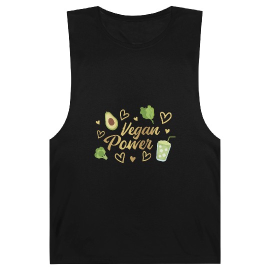 Vegan Power Heart and Avocado Design Barnard Tanks