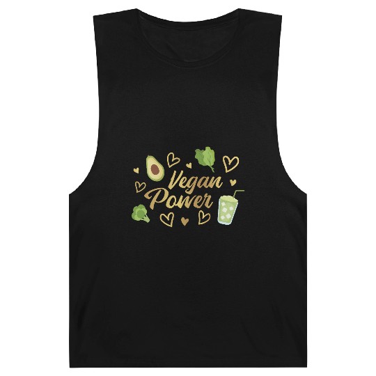 Vegan Power Heart and Avocado Design Barnard Tanks
