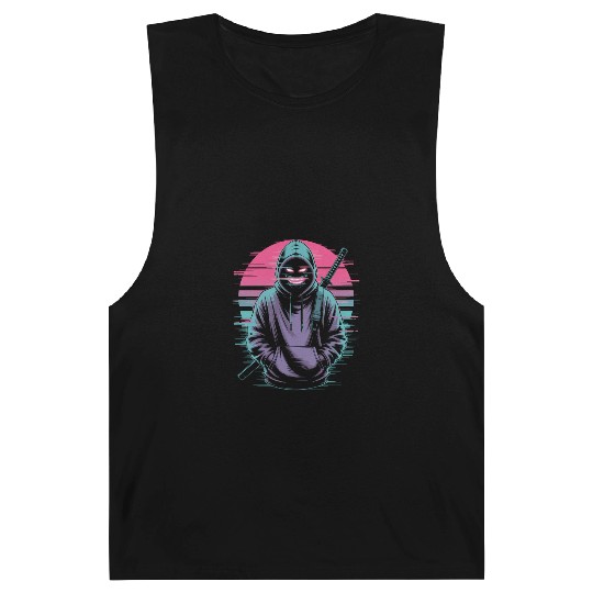 Glitch Ninja Katana Streetwear Futuristic Barnard Tanks
