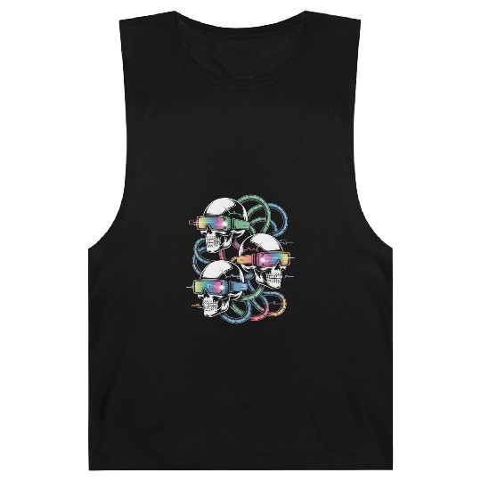 VR Skeleton Head Circuit Vision Streetwear Barnard Tanks