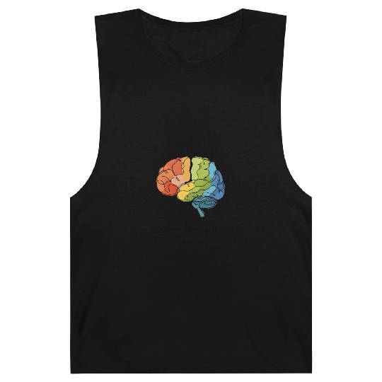 Embrace Neurodiversity - Line Art Rainbow Brain Barnard Tanks