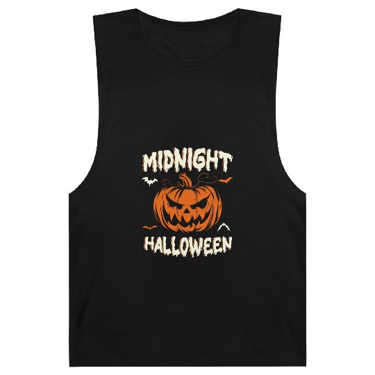 Midnight Halloween Pumpkin Scary Jack-O-Lantern Barnard Tanks