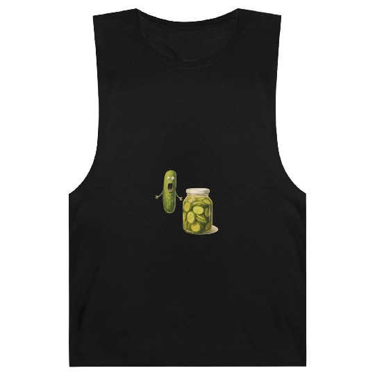 Whimsical Pickle Cucumber Character Barnard Tanks