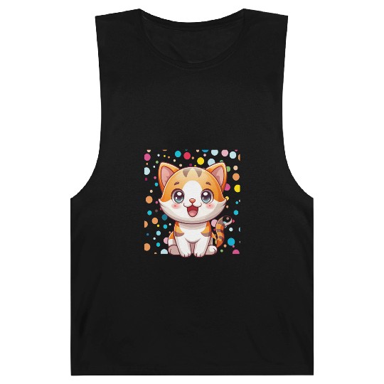 Adorable Cartoon Cute Cat Polka Dots  Barnard Tanks