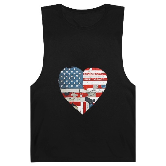 Democracy Defend It Or Lose It USA flag vintage  Barnard Tanks