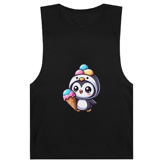 Funny penguin ice cream sweet cartoon summer Barnard Tanks