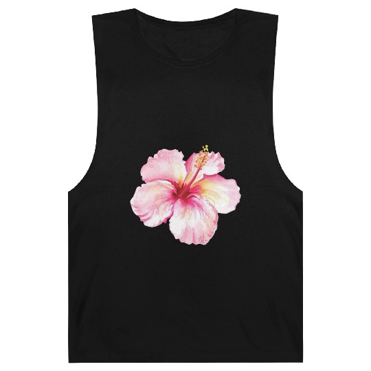Soft Pink Hibiscus Flower Illustration Barnard Tanks