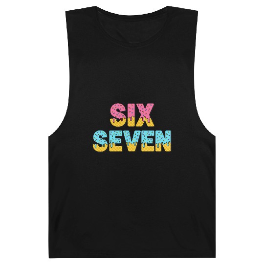 67 Six Seven Meme Funny Ice Cream Drip Waffle Cone Barnard Tanks