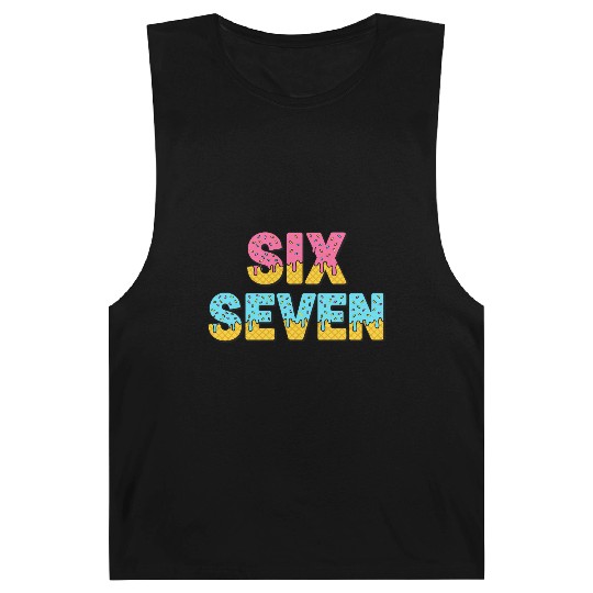 67 Six Seven Meme Funny Ice Cream Drip Waffle Cone Barnard Tanks