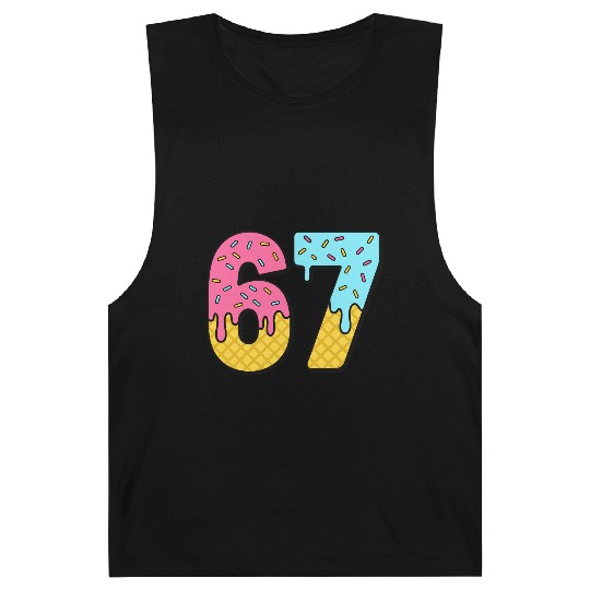 Six Seven Meme Ice Cream Drip Waffle Cone Funny 67 Barnard Tanks