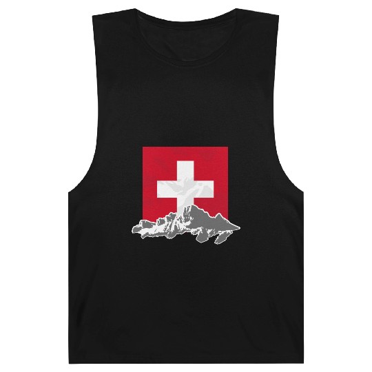 Switzerland - Swiss Flag & Mountains Barnard Tanks