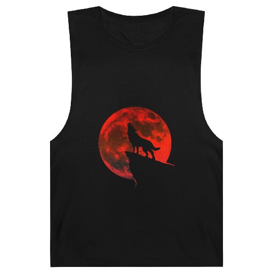 Howling wolf full blood moon space galaxy gift dog Barnard Tanks