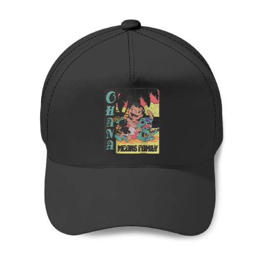 Disney Lilo Stitch Aloha Means Family Chest Retro Poster Baseball Caps