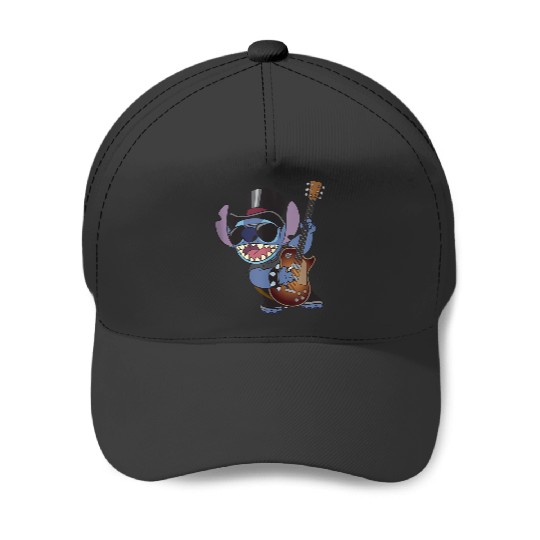 Disney Lilo Stitch Rock Star Playing Big Chest Portrait Baseball Caps