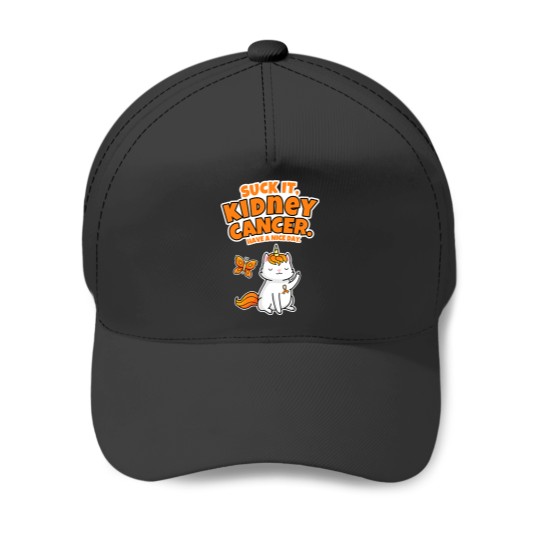 Suck It Kidney Cancer Unicorn Cat Butterfly Baseball Caps