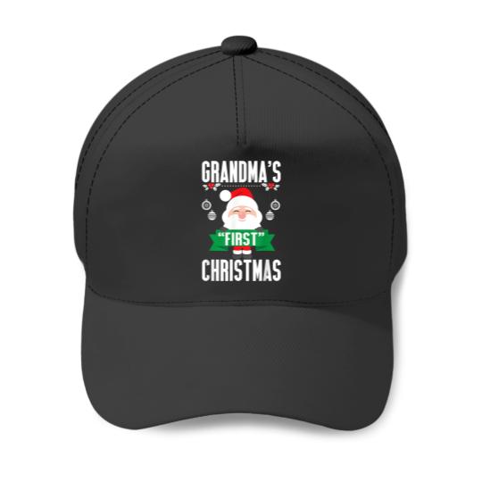 Discover Grandmas First Christmas Funny Holiday Baseball Caps