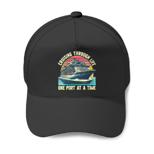 Womens Cruising Through Life Cruise Ship Vacation Group Matching  Gift Baseball Caps