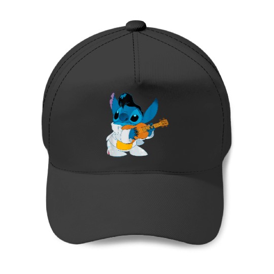 Disney Lilo Stitch Iconic Elvis Stitch Ready To Play Logo Baseball Caps