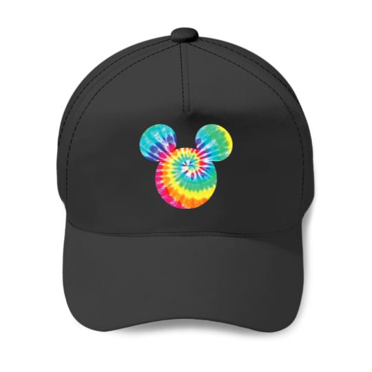 Disney Mickey Mouse Icon Rainbow Tie-Dye Baseball Caps, Mickey and Friends, Family Matching Baseball Caps