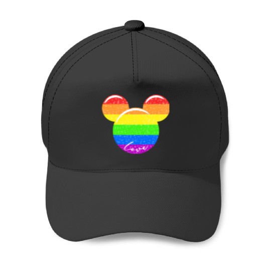 Disney LGBT Couples Matching Baseball Caps, Mickey Rainbow Head Baseball Caps