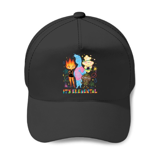 Disney Pixar It's Elemental Baseball Caps, Elemental Ember And Wade Baseball Caps