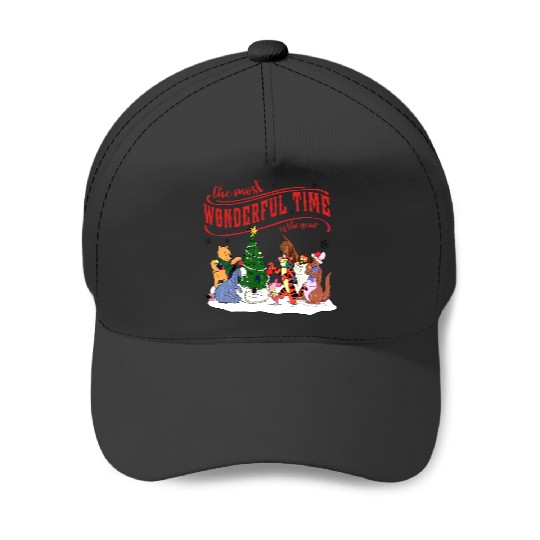 Retro Winnie Pooh And Friends Disney Christmas Baseball Caps | Winnie The Pooh Christmas Baseball Caps | Merry Christmas Party 2023 Baseball Caps | Disneyland