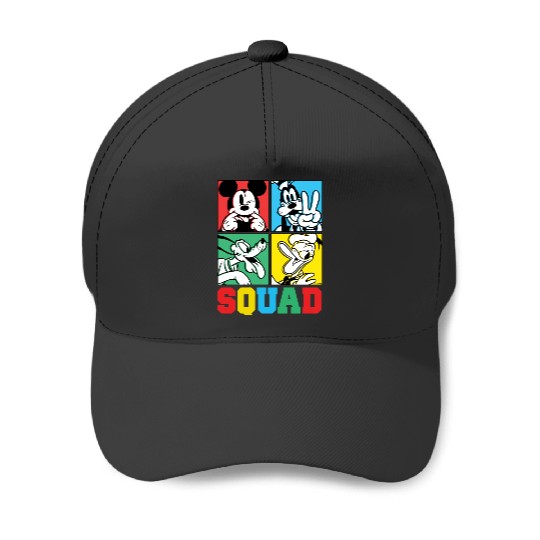 Mickey, Goofy, Donald, Pluto Squad Grid Baseball Caps, Disney Pluto Baseball Caps, Pluto And Friends Baseball Caps