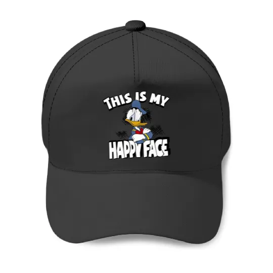 Donald Duck This Is My Happy Face Baseball Caps, Retro Disneyland Donal Duck Baseball Caps, Disneyland  Disney Trip Baseball Caps