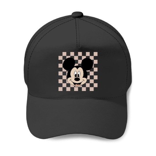 Discover Mickey Checkered  Baseball Caps, Vintage Mickey Mouse Baseball Caps, Disney Family Trip Baseball Caps